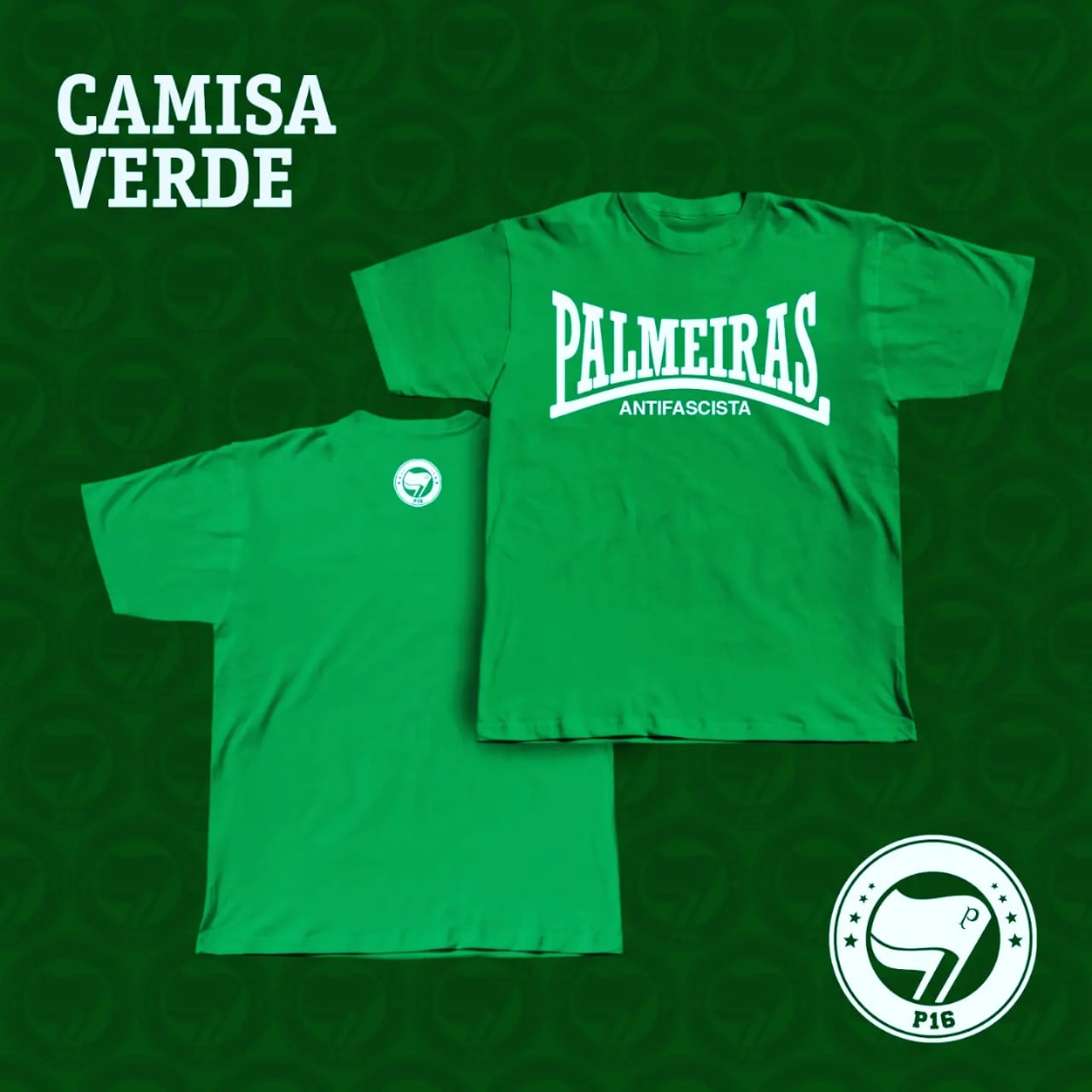 Camiseta Antifascista Sempre (Verde-M) Baby Look