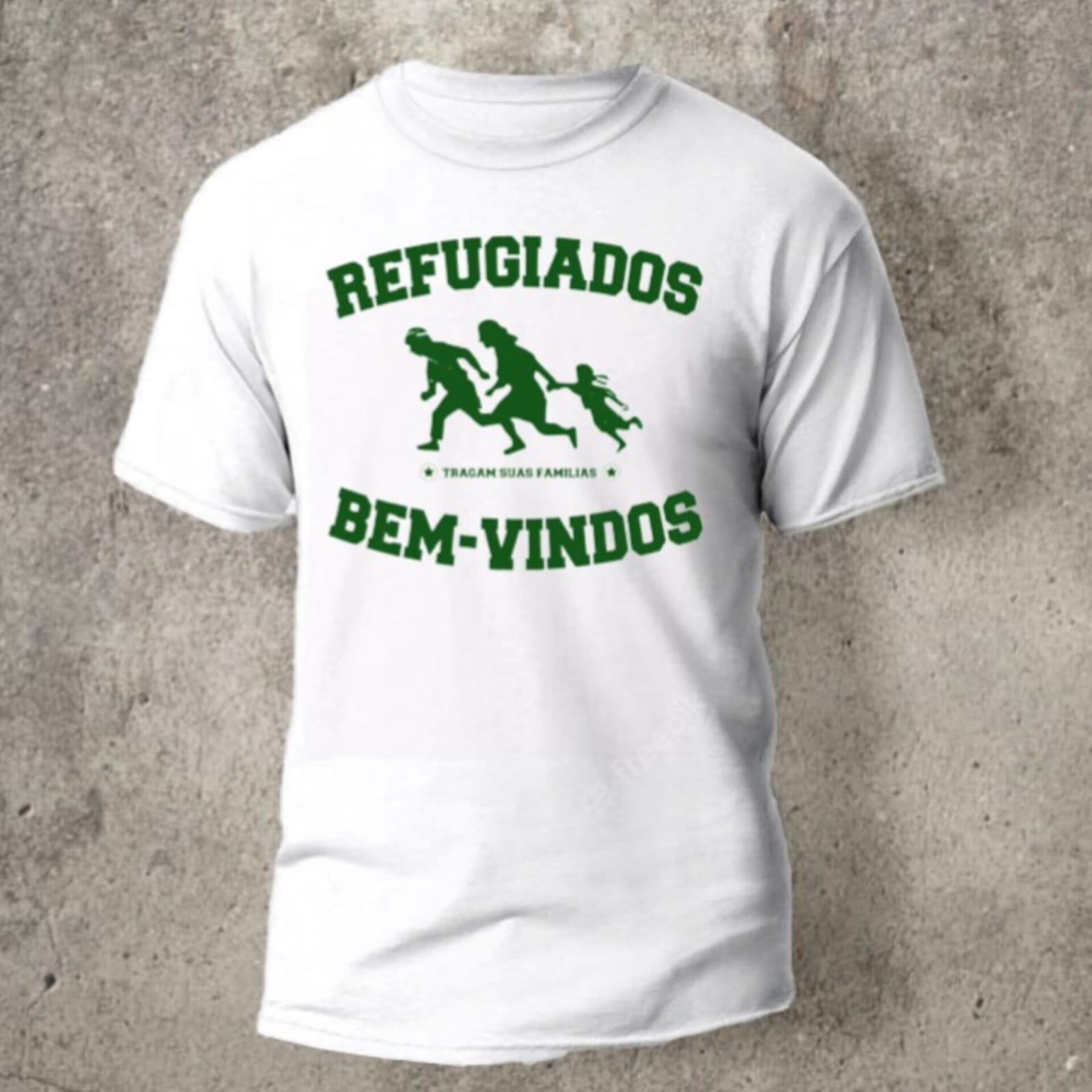 Camiseta Refugiados Bem-Vindos (Branca-G)