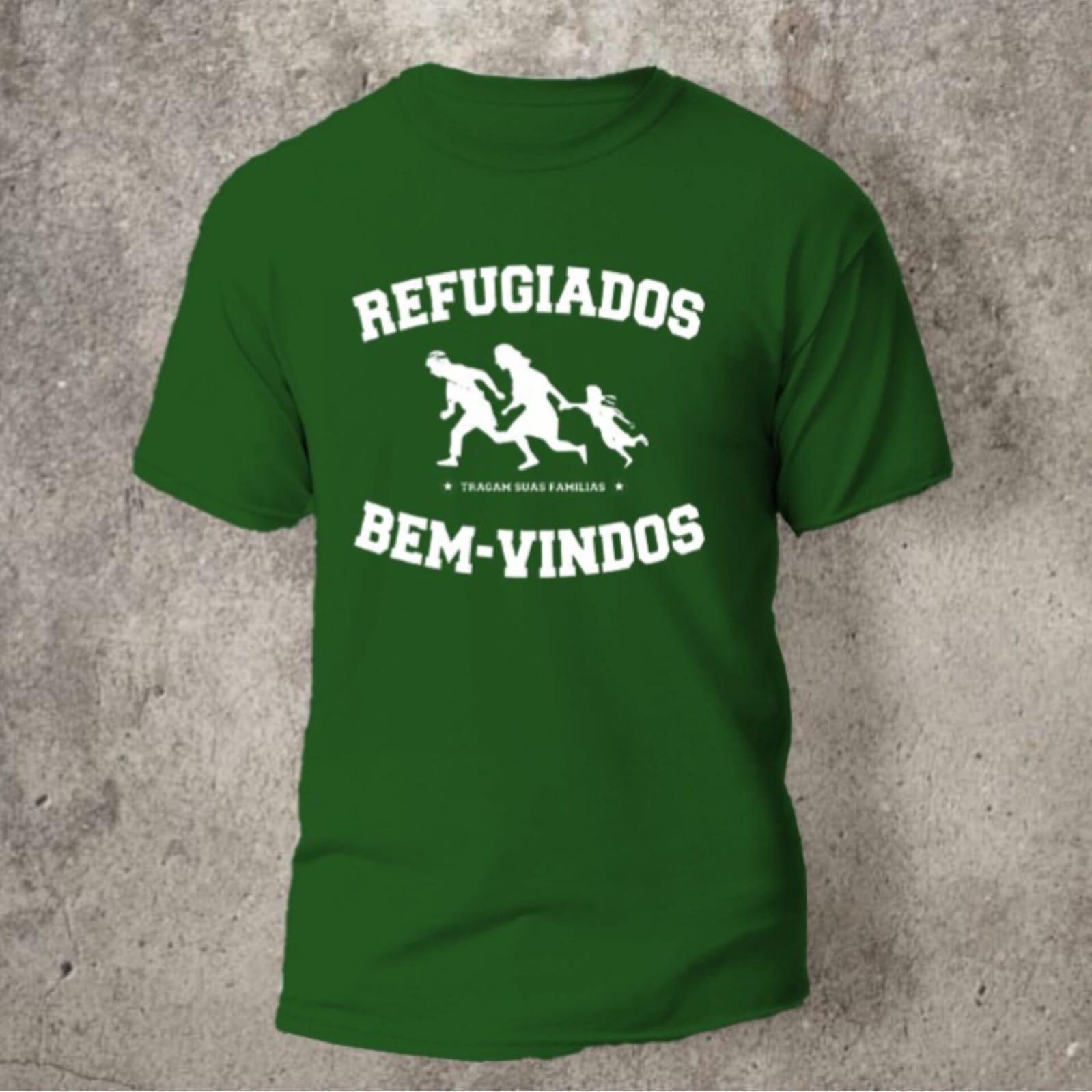 Camiseta Refugiados Bem-Vindos (Verde-P)