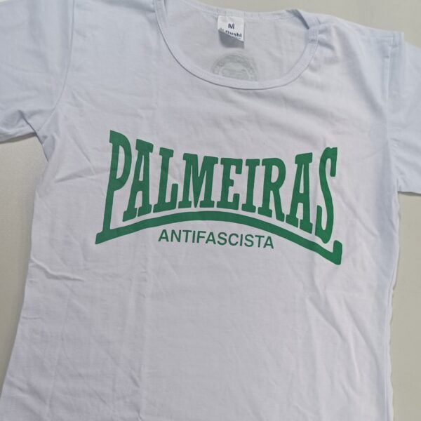Camiseta Antifascista Sempre (Branca-M) Baby Look - Imagem 2