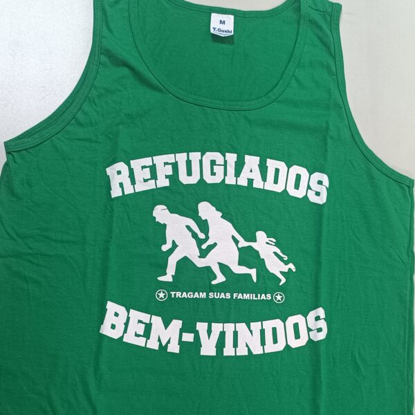 Camiseta Regata Refugiados Bem-Vindos (Verde-M)